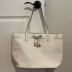 Kate Spade Hayes Medium Top Zip Tote Bag Purse Pebbled Leather White